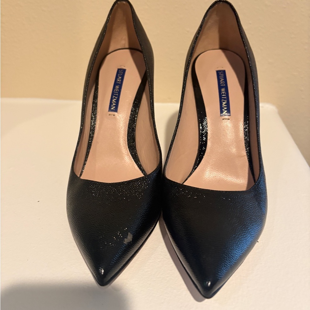 Stuart Weitzman Black Pointed Toe Heels